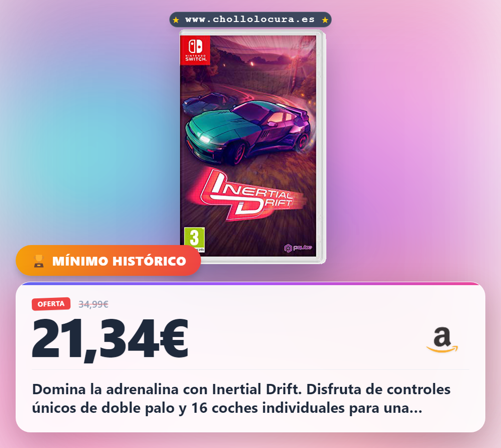 Aprovecha Inertial Drift para Nintendo Switch con controles únicos y 16 coches feroz en oferta histórica