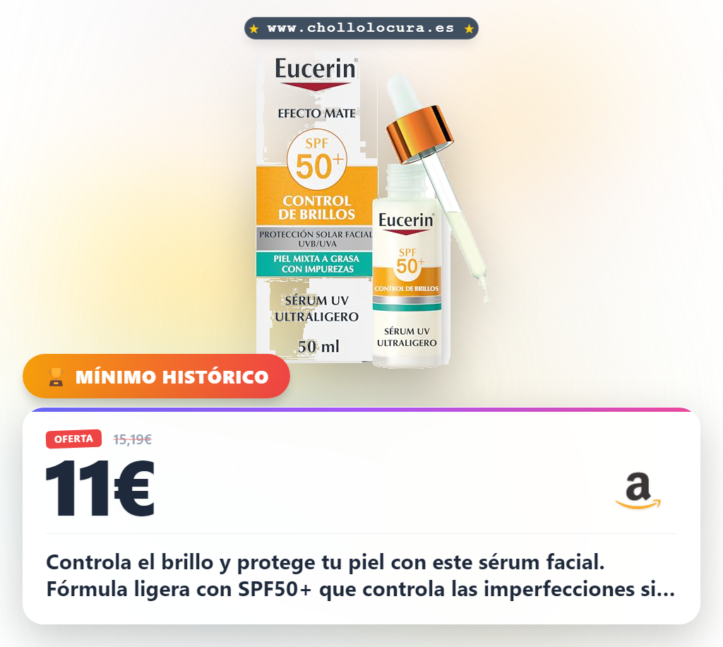 Controla el brillo y protege tu piel con este sérum facial. Fórmula ligera con SPF50+ que controla las imperfecciones sin sensación grasa. Piel suave y luminosa al instante.