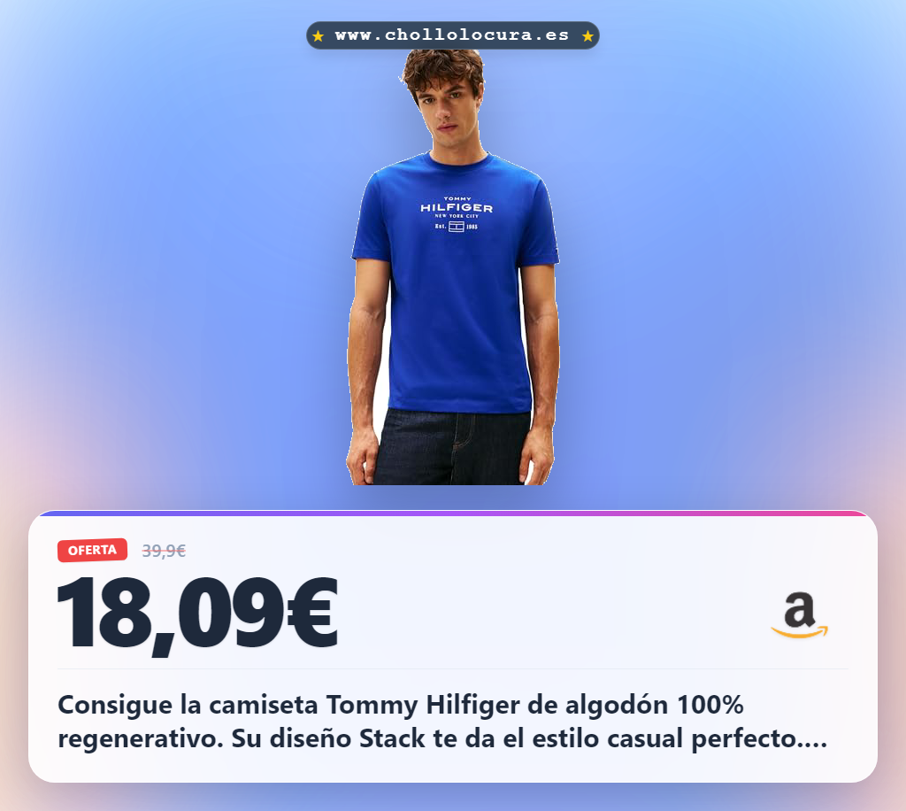 Llévate la camiseta básica Tommy Hilfiger Stack Graphic de algodón azul Wedge Blue, estilo casual al mejor precio.