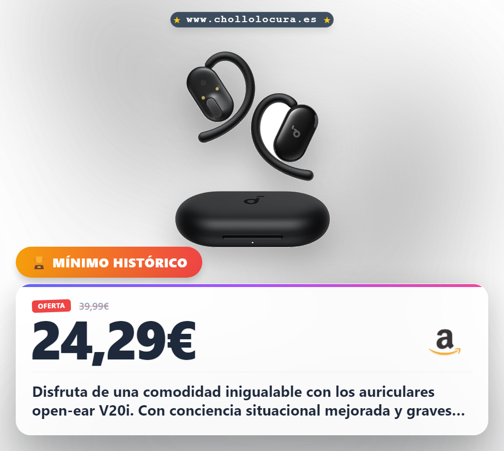 Aprovecha los auriculares Soundcore V20i Open-Ear con graves potentes y llamadas nítidas al mejor precio de oferta