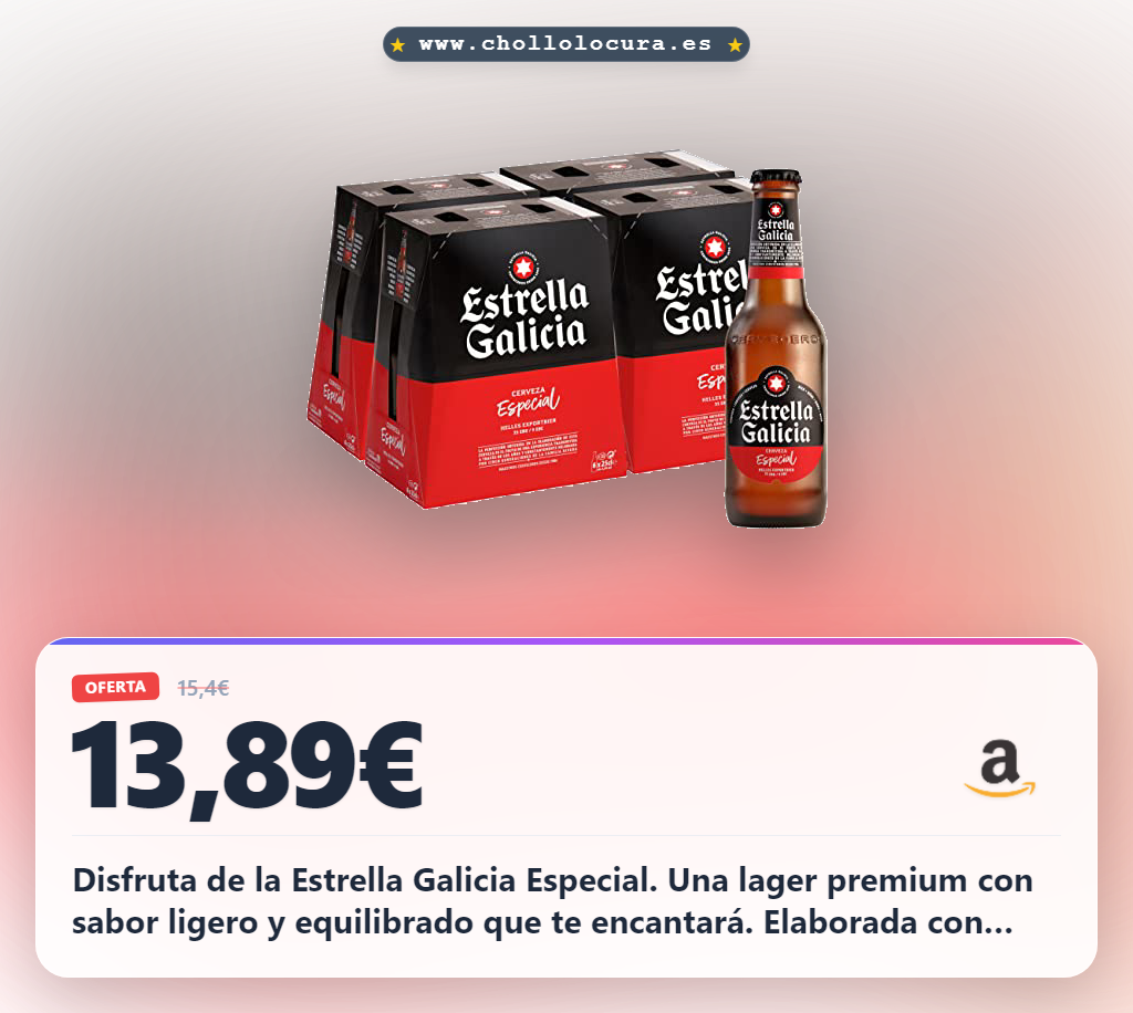 Aprovecha la Cerveza Premium Estrella Galicia Pack de 24 botellas al mejor precio del mercado
