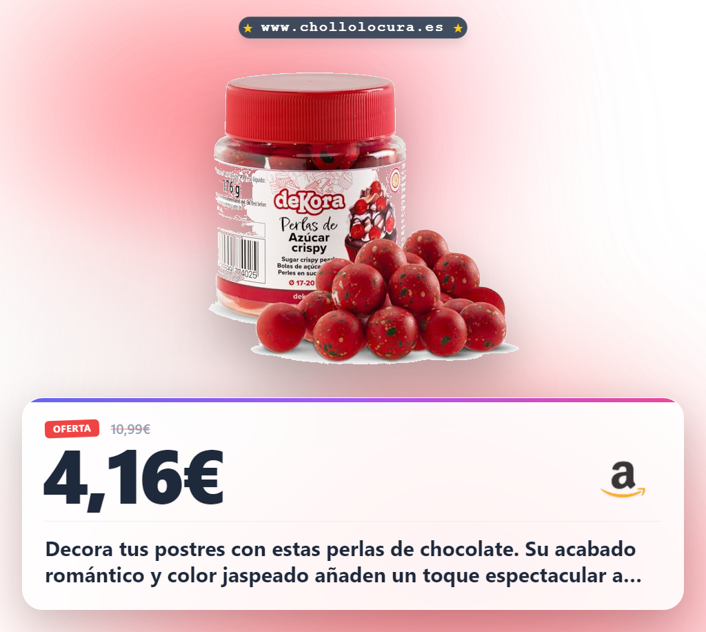 Aprovecha las perlas de chocolate crispy San Valentín. Esferas rojas jaspeadas crujientes para decorar tartas y postres al mejor precio