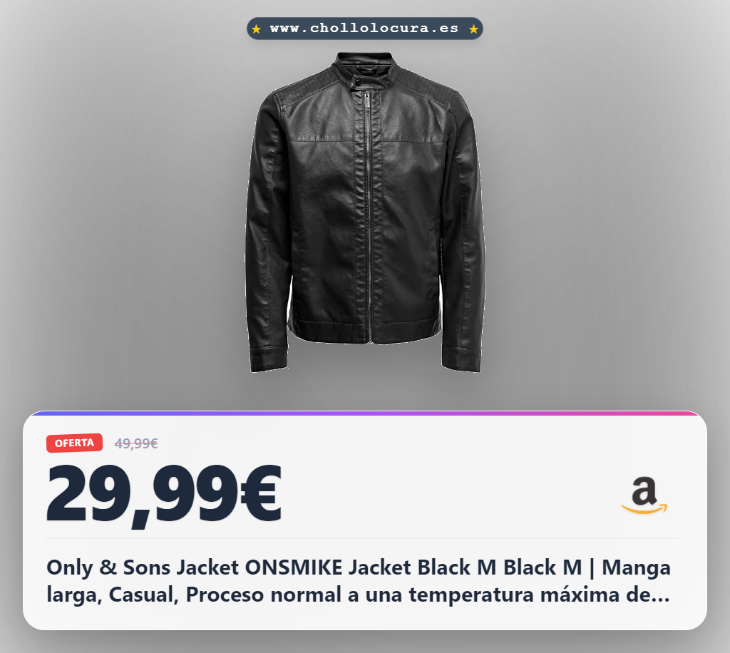 Only & Sons Jacket ONSMIKE Jacket Black M Black M | Manga larga, Casual, Proceso normal a una temperatura máxima de 30°C