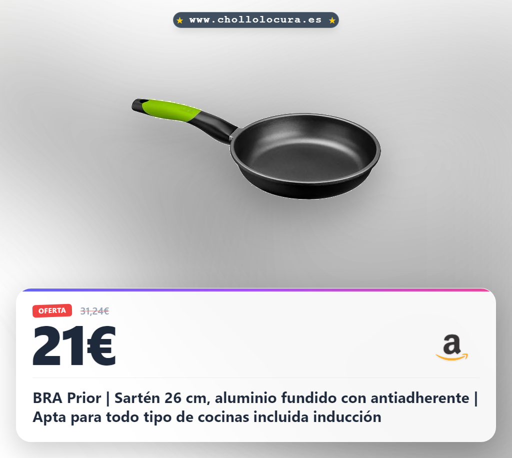 BRA Prior | Sartén 26 cm, aluminio fundido con antiadherente | Apta para todo tipo de cocinas incluida inducción