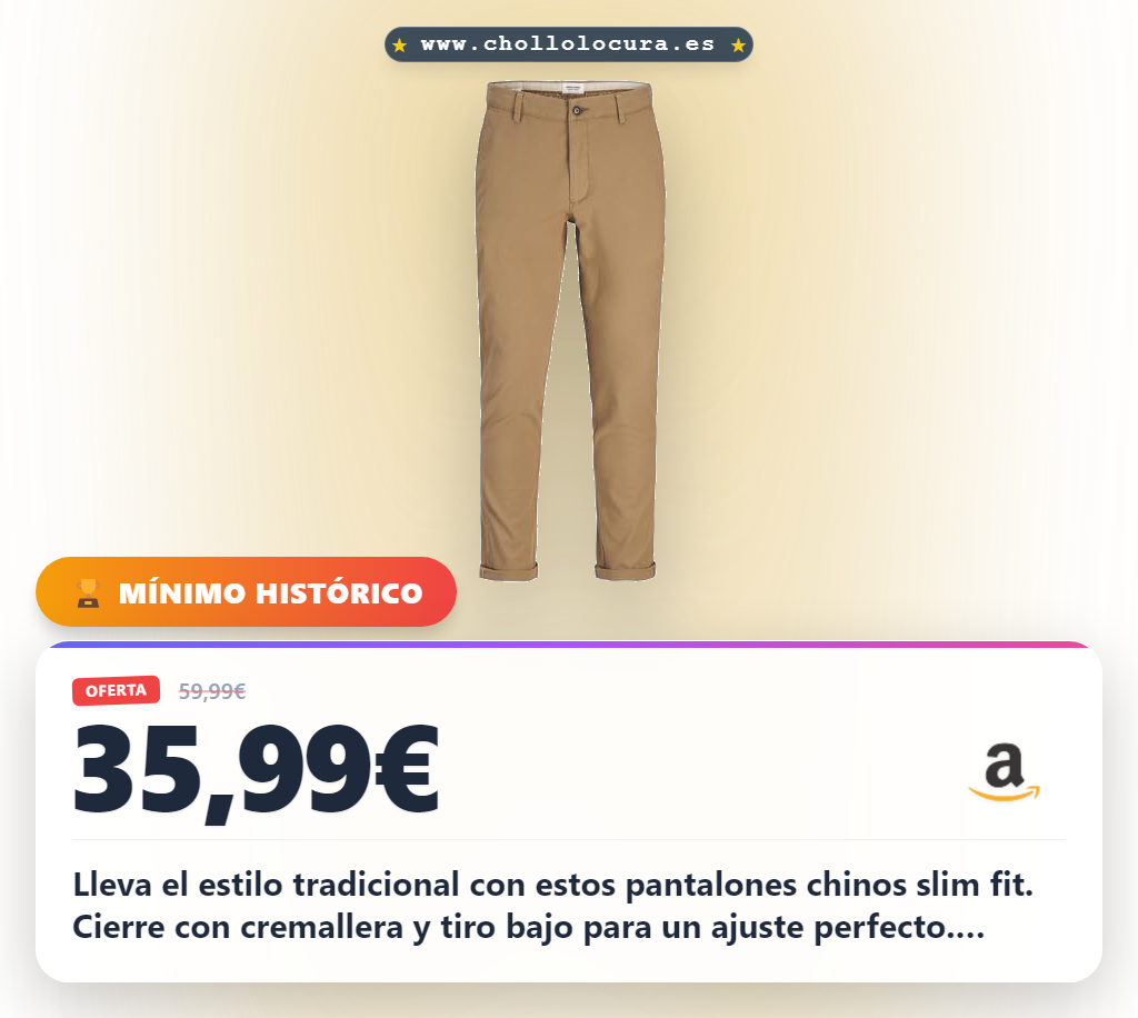 Lleva el estilo tradicional con estos pantalones chinos slim fit. Cierre con cremallera y tiro bajo para un ajuste perfecto. Ideales para un look casual y moderno. Comodidad y estilo garantizados.