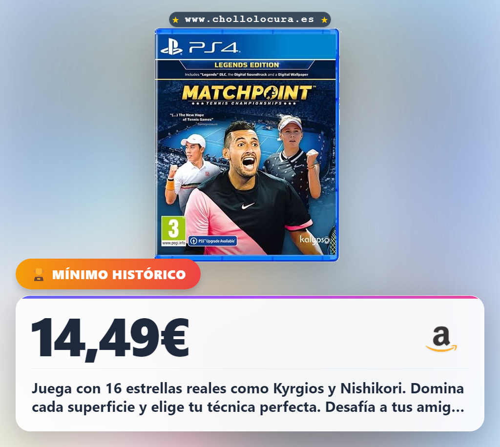 Disfruta Matchpoint Tennis Championships para PS4: juega con 16 estrellas reales y vestuario UNIQLO al mejor precio.