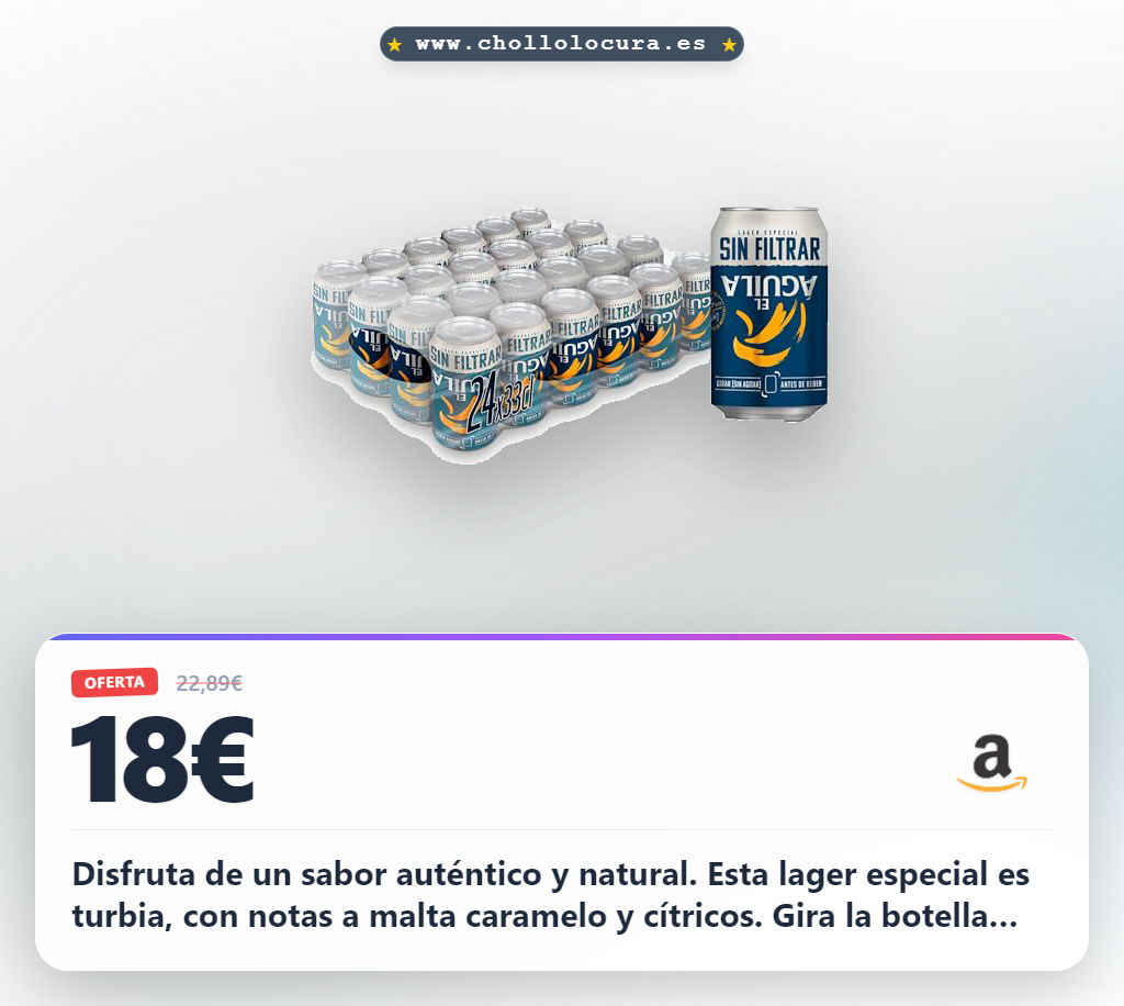 Aprovecha la cerveza especial sin filtrar Aguila Pack 24 latas sabor malta caramelo y cítrico