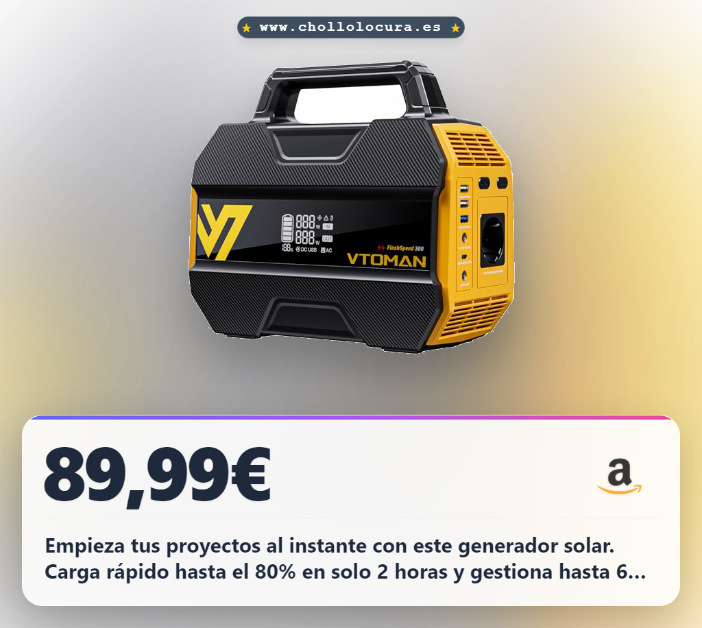 Aprovecha el generador solar portátil VTOMAN FlashSpeed 300 con carga rápida 100W al mejor precio del año en oferta histórica