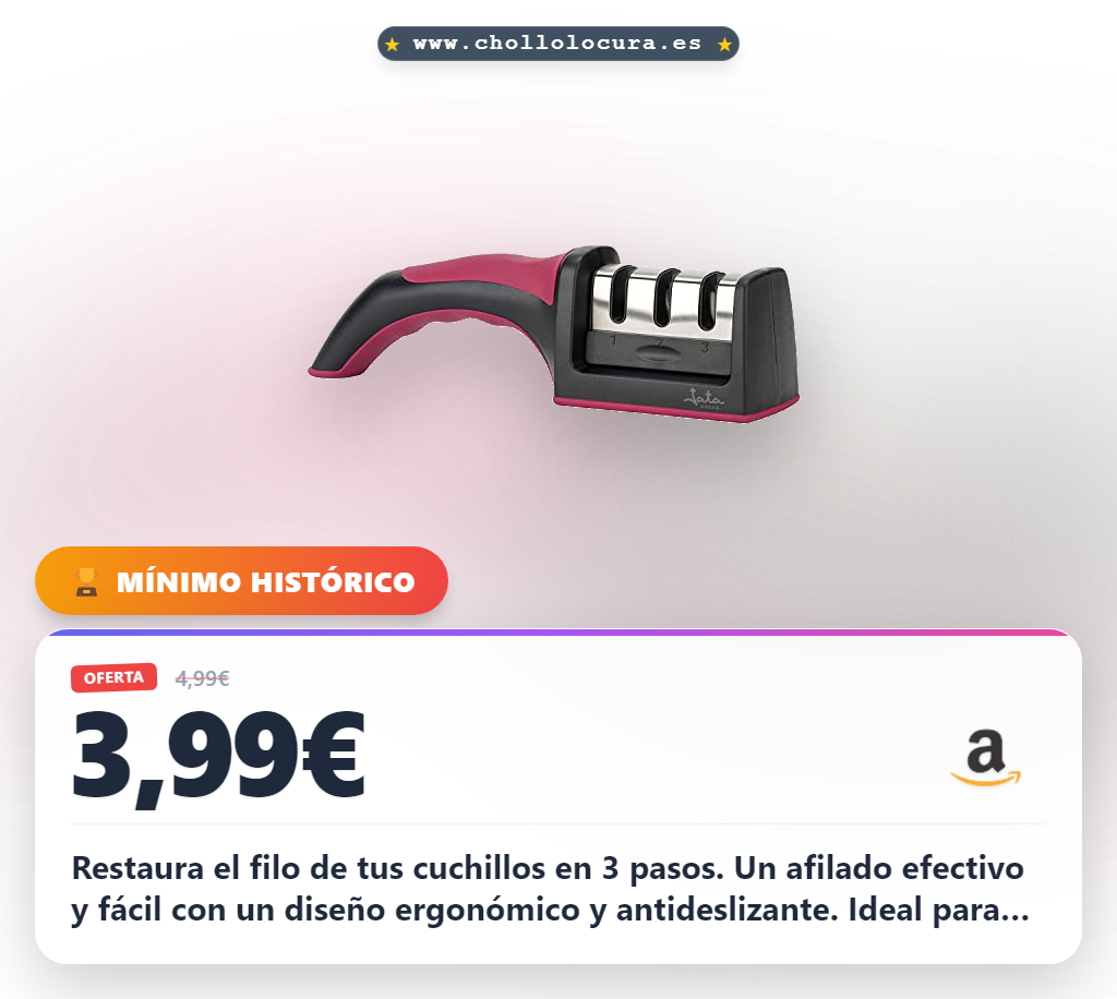 Consigue el afilador de cuchillos profesional con mango ergonómico y base antideslizante en oferta