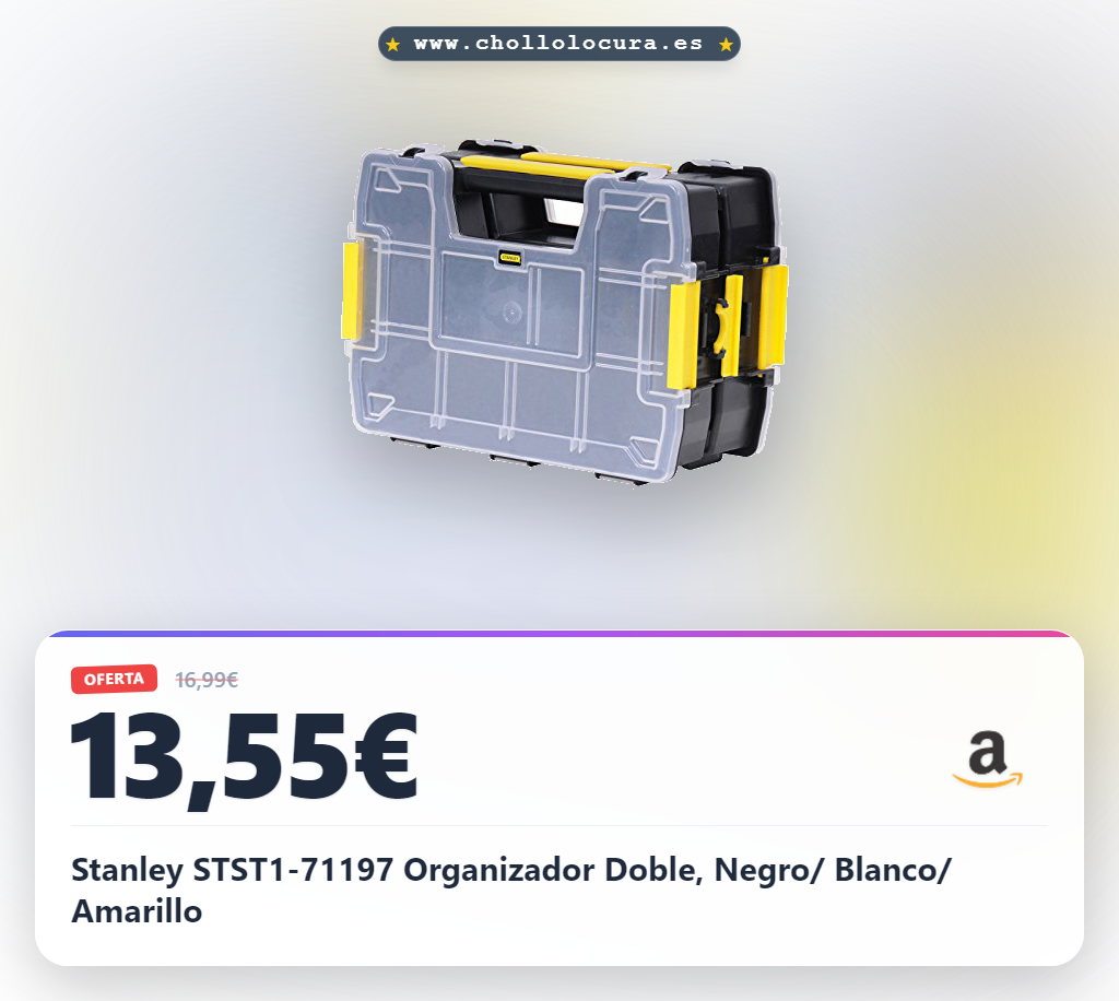 Stanley STST1-71197 Organizador Doble, Negro/ Blanco/ Amarillo