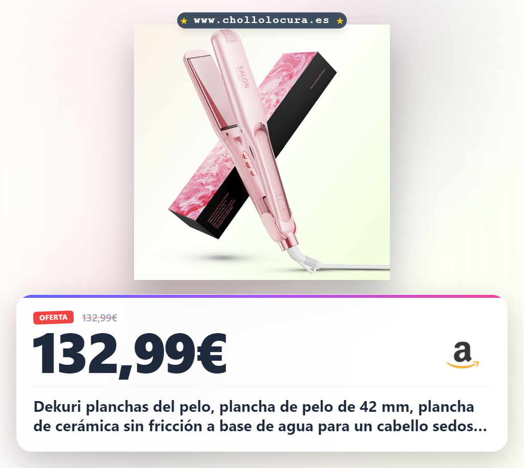 Dekuri planchas del pelo, plancha de pelo de 42 mm, plancha de cerámica sin fricción a base de agua para un cabello sedoso y suave, planchas de pelo profesional para mujeres, 120°C-230°C
