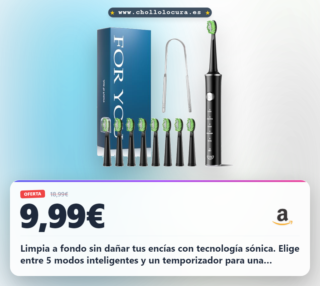 Aprovecha este cepillo eléctrico sónico con 5 modos y 45 días de batería para una limpieza profunda y encías sensibles