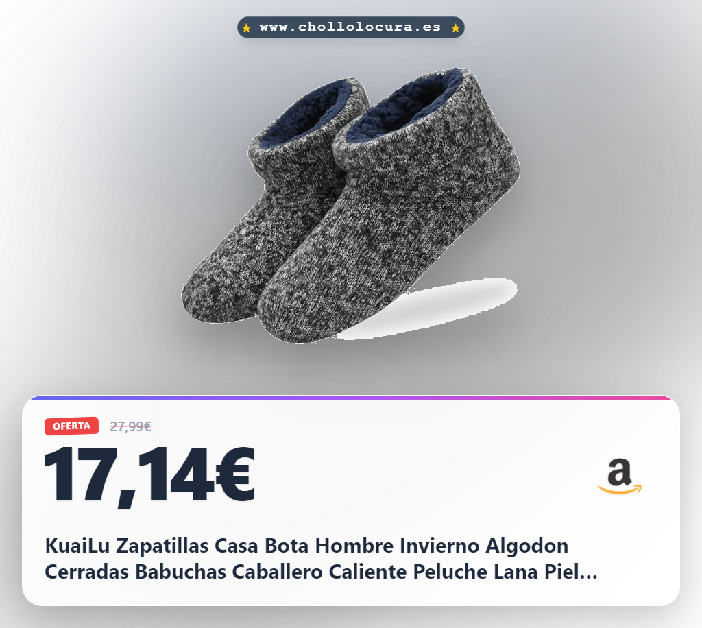 KuaiLu Zapatillas Casa Bota Hombre Invierno Algodon Cerradas Babuchas Caballero Caliente Peluche Lana Piel Pantuflas Botines Comoda Memory Foam Slippers Antideslizante Interior Suela Negro 46