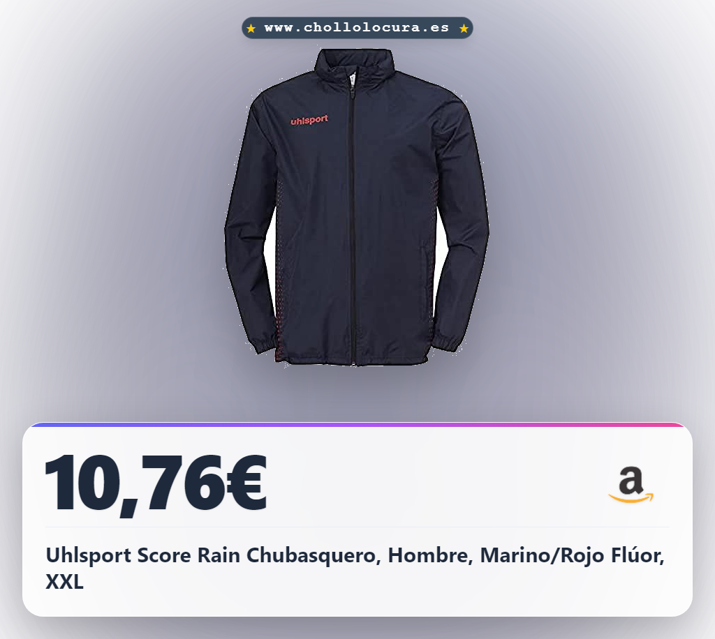 Uhlsport Score Rain Chubasquero, Hombre, Marino/Rojo Flúor, XXL