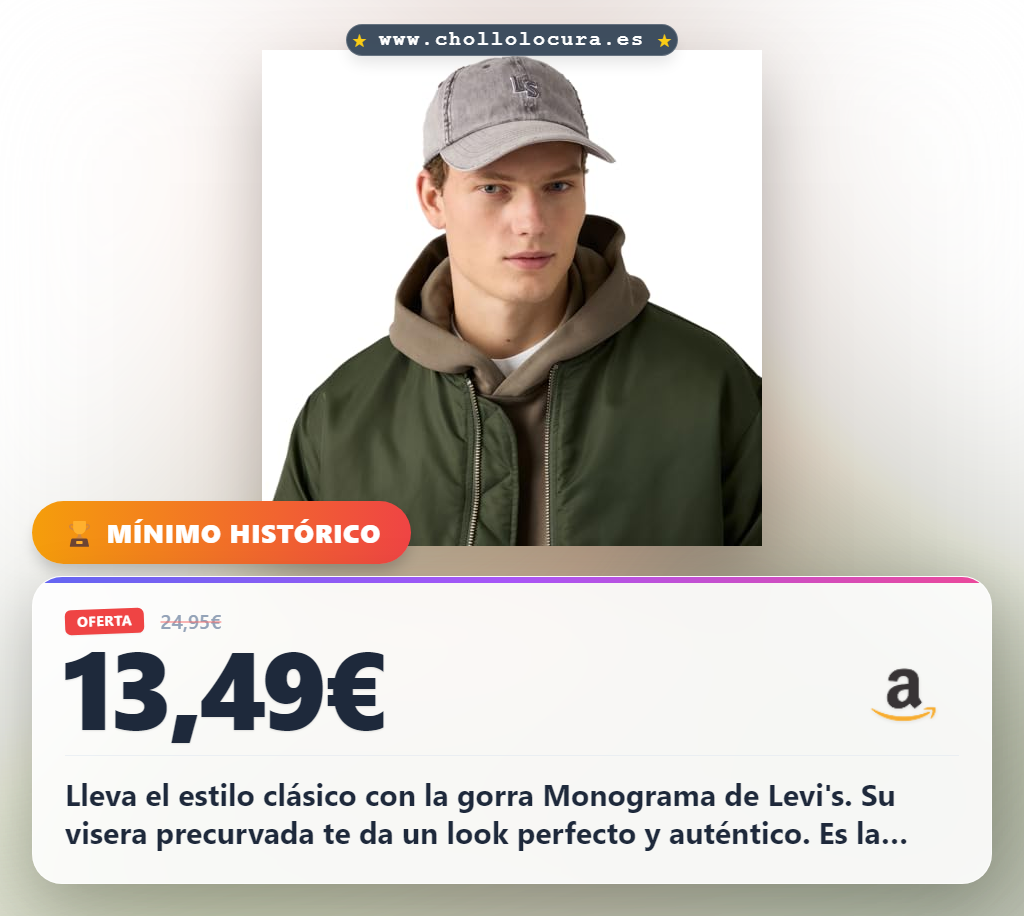 Aprovecha esta gorra Levi's Damen Monograma con visera precurvada y distintivo logo original en oferta