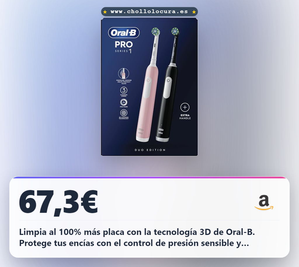 Aprovecha el pack Oral-B Pro 2 cepillos eléctricos con limpieza 3D y control de presión para adultos en oferta histórica