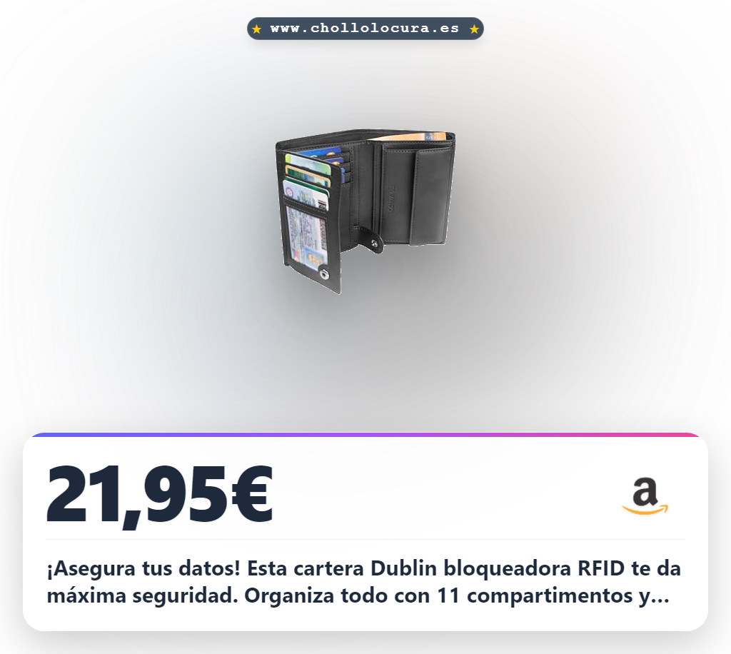 Consigue la cartera hombre Dublin con bloqueo RFID y diseño alemán al mejor precio del mercado