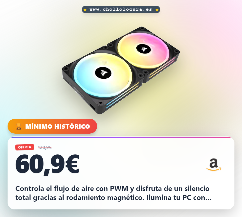 Aprovecha ventiladores Corsair iCUE Link con control PWM y rodamiento magnético en oferta histórica