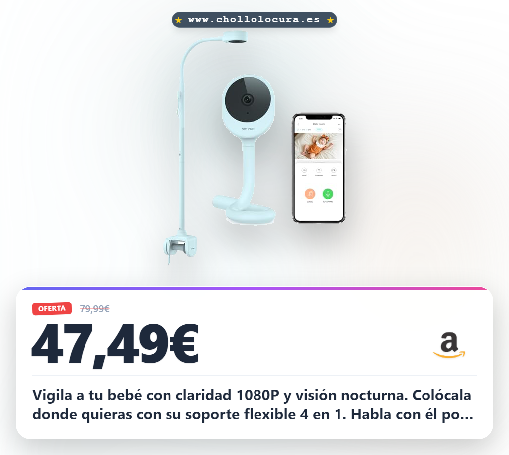 Consigue la cámara de vigilancia bebé Netvue 1080P con soporte 4 en 1 y audio bidireccional al mejor precio