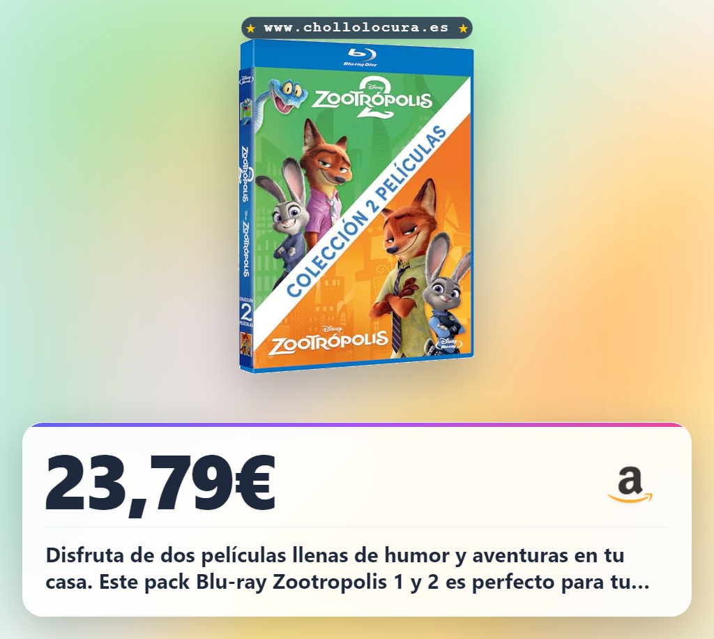 Aprovecha el Pack Blu-ray Zootropolis 1+2: Dos películas de humor y aventuras en oferta histórica para disfrutar en casa