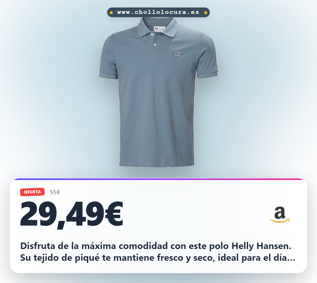 Encuentra el polo Helly Hansen Hudson azul de piqué para el uso diario en oferta al mejor precio de chollo en España y más comodidad.