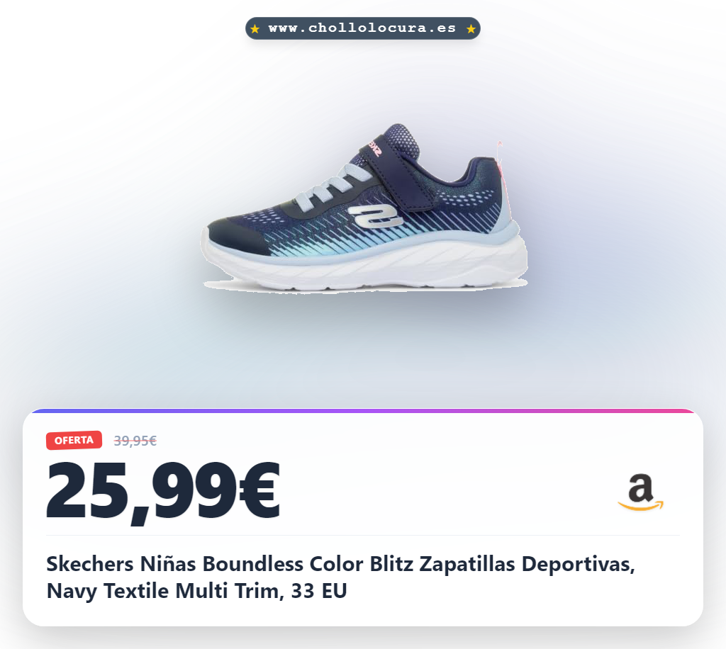 Skechers Niñas Boundless Color Blitz Zapatillas Deportivas, Navy Textile Multi Trim, 33 EU