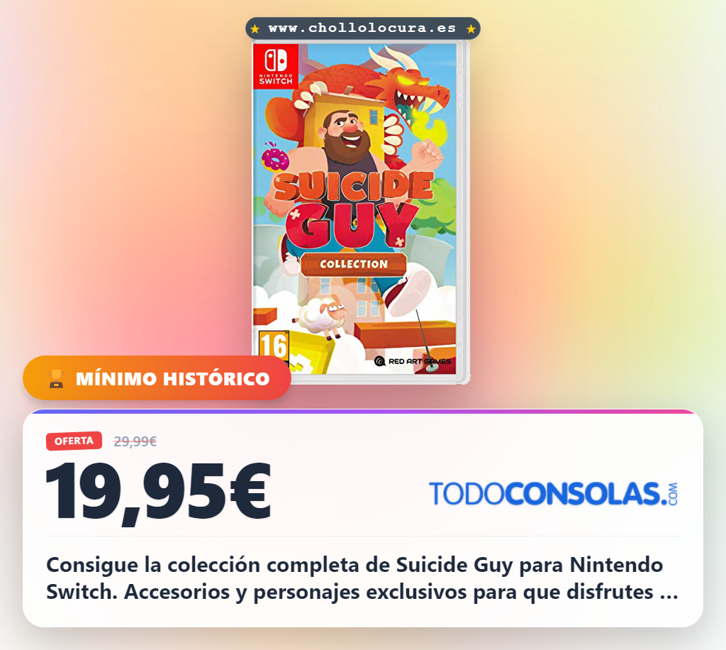 Aprovecha la Suicide Guy Collection para Nintendo Switch con todos los personajes y accesorios en oferta exclusiva