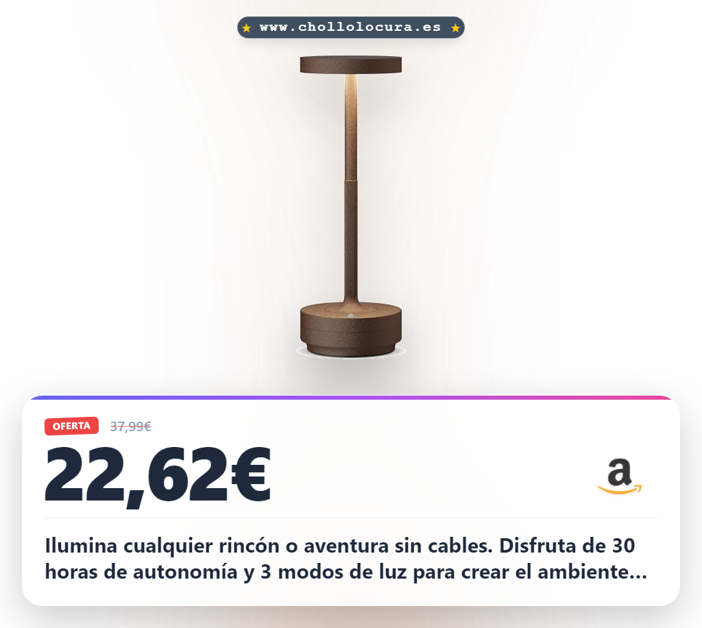 Ahorra en la Lámpara de mesa inalámbrica LED recargable SLSMD: 5000 mAh, 3 modos de luz y batería larga para casa
