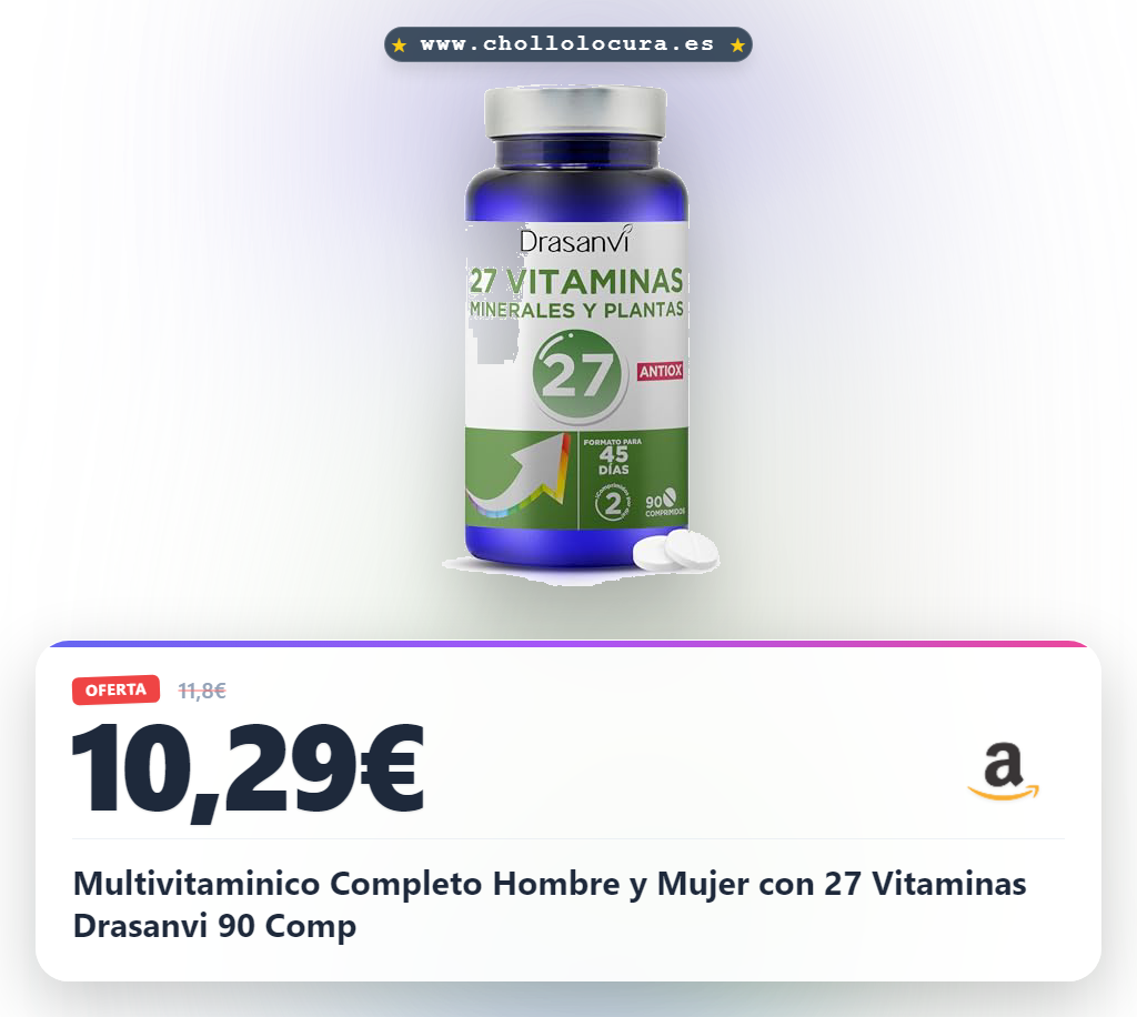 Multivitaminico Completo Hombre y Mujer con 27 Vitaminas Drasanvi 90 Comp