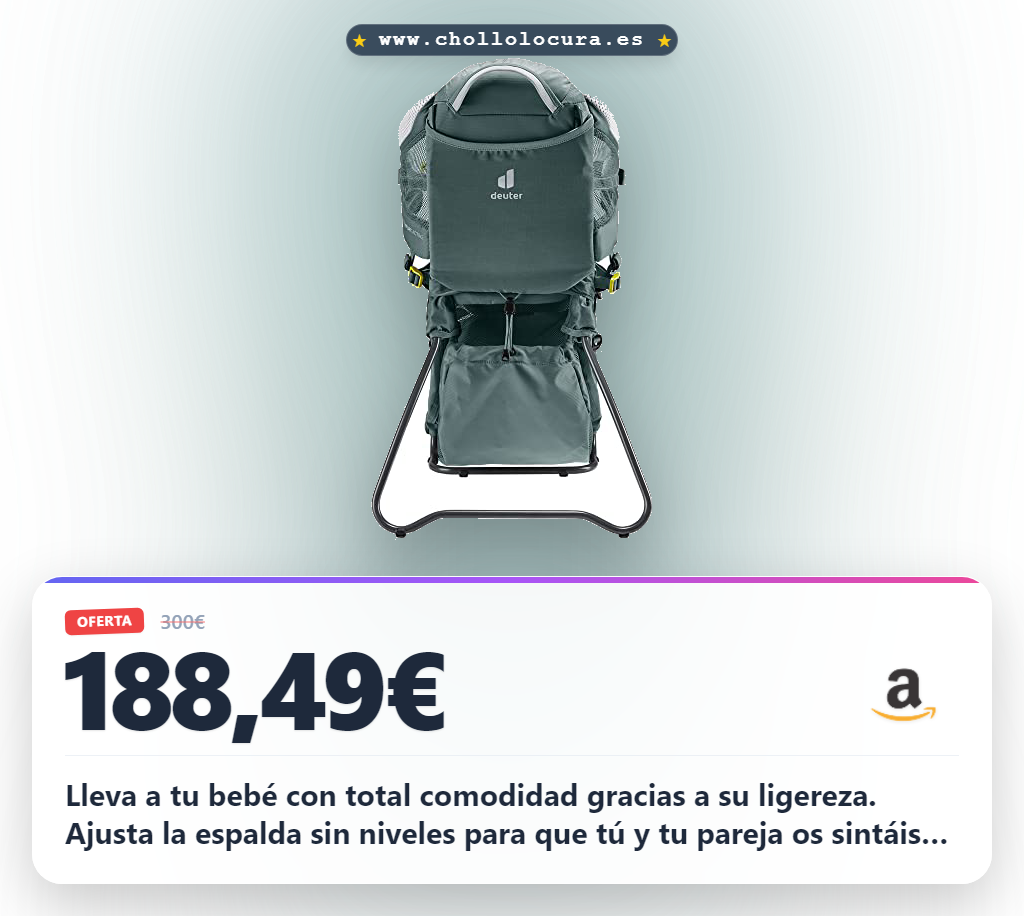 Disfruta el portabebés deuter Kid Comfort Active. Muy ligero, con asiento ajustable y ventilación para máximo confort.