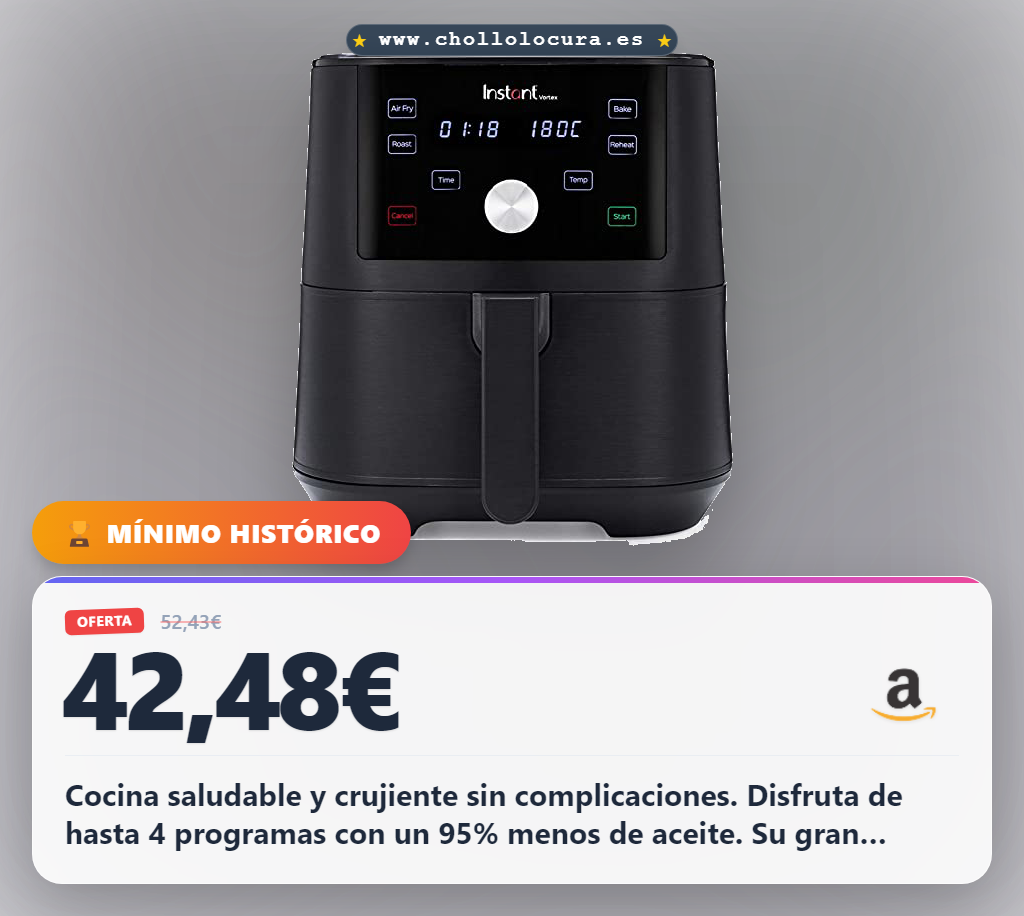 Adquiere la Freidora sin aceite 4 en 1 Instant Pot de 5.7L: cocina saludable y crujiente al mejor precio.