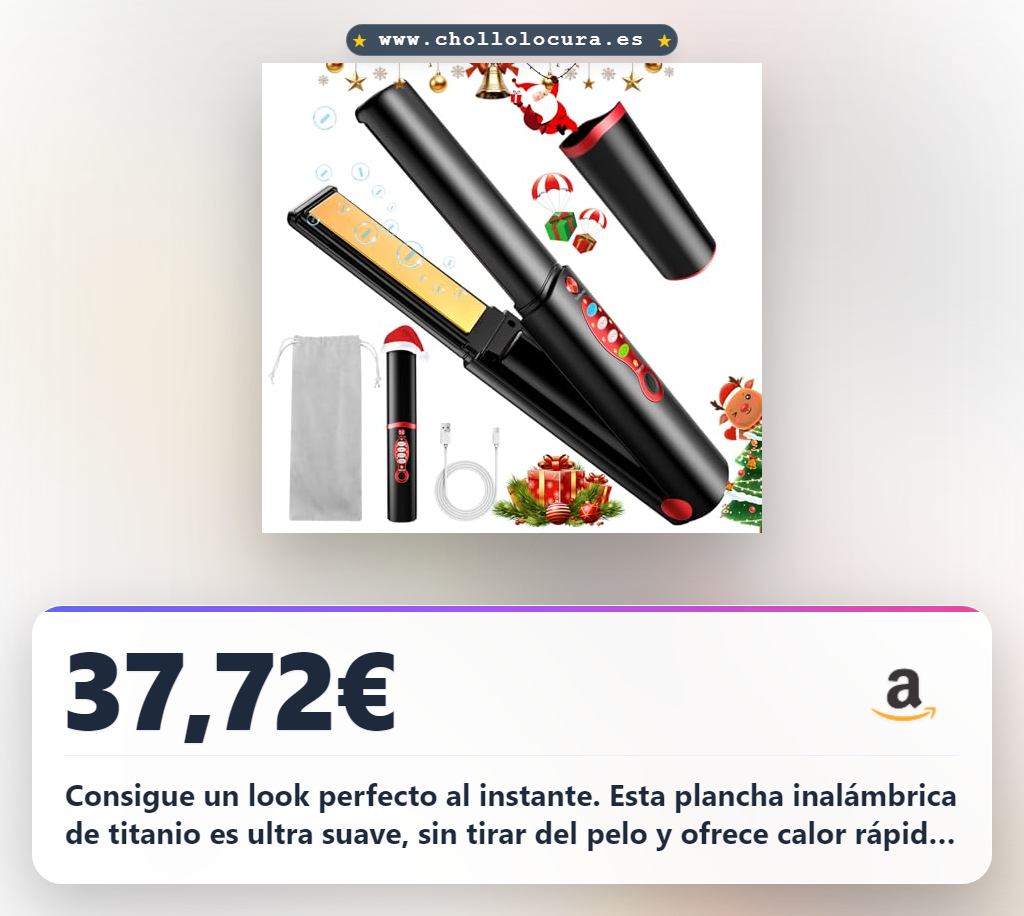 Consigue plancha y rizador de titanio inalámbrica. Mini, recargable y de calor rápido para un liso y brillante.