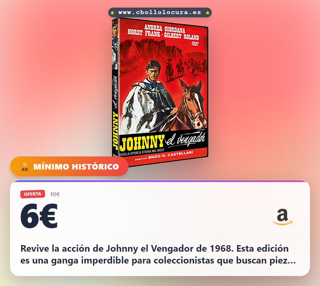 Disfruta de Johnny el vengador 1968 en DVD-R al mejor precio de oferta histórica para ver este clásico western.