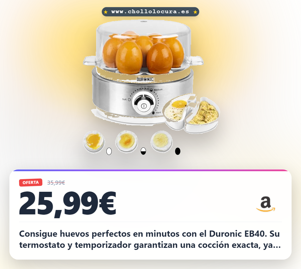 Aprovecha el hervidor de huevos Duronic EB40 con termostato y apagado automático para cocinar 7 huevos a la perfección