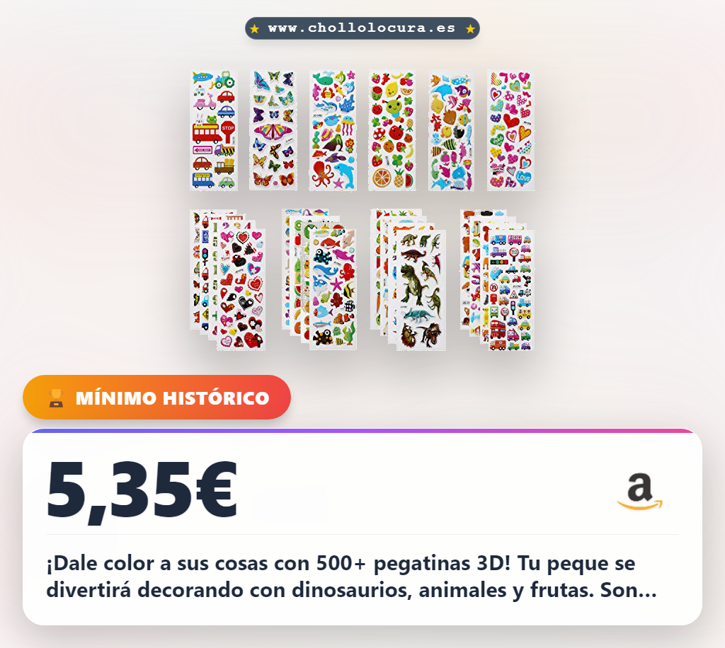Encuentra Pegatinas 3D Puffy para Niños: 500+ diseños de animales, dinosaurios y frutas en oferta.