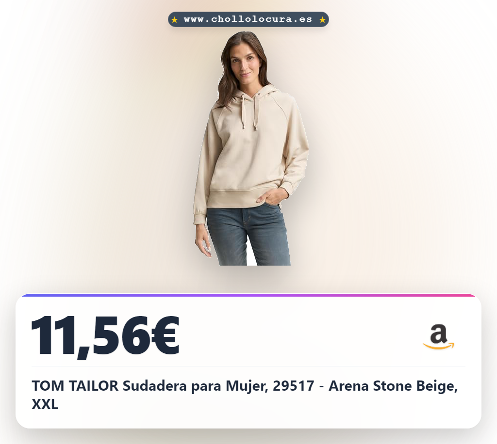 TOM TAILOR Sudadera para Mujer, 29517 - Arena Stone Beige, XXL