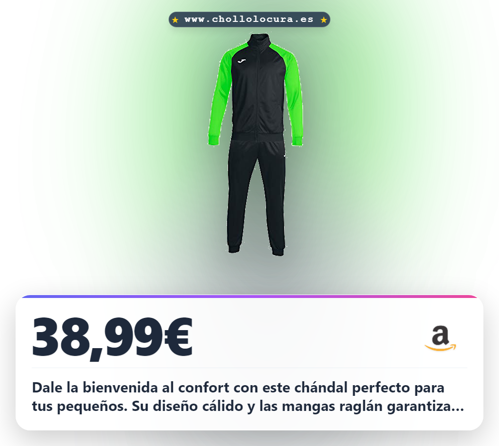 Aprovecha el chándal Joma para niño de 1 año con diseño fluor y máxima comodidad en oferta histórica