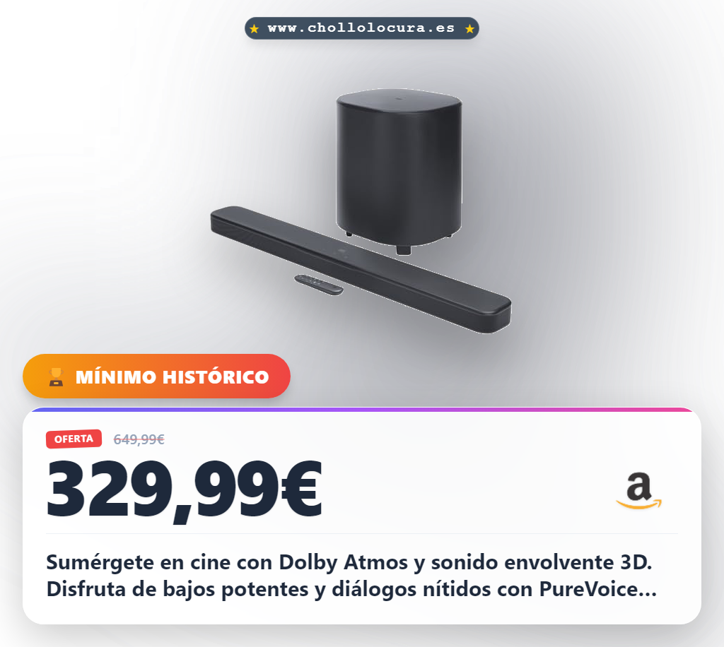 Consigue la barra de sonido JBL Bar 500 MK2 con Dolby Atmos y sonido envolvente 4K en oferta