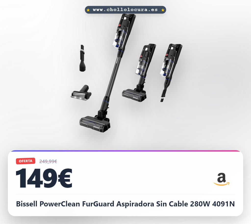Bissell PowerClean FurGuard Aspiradora Sin Cable 280W 4091N