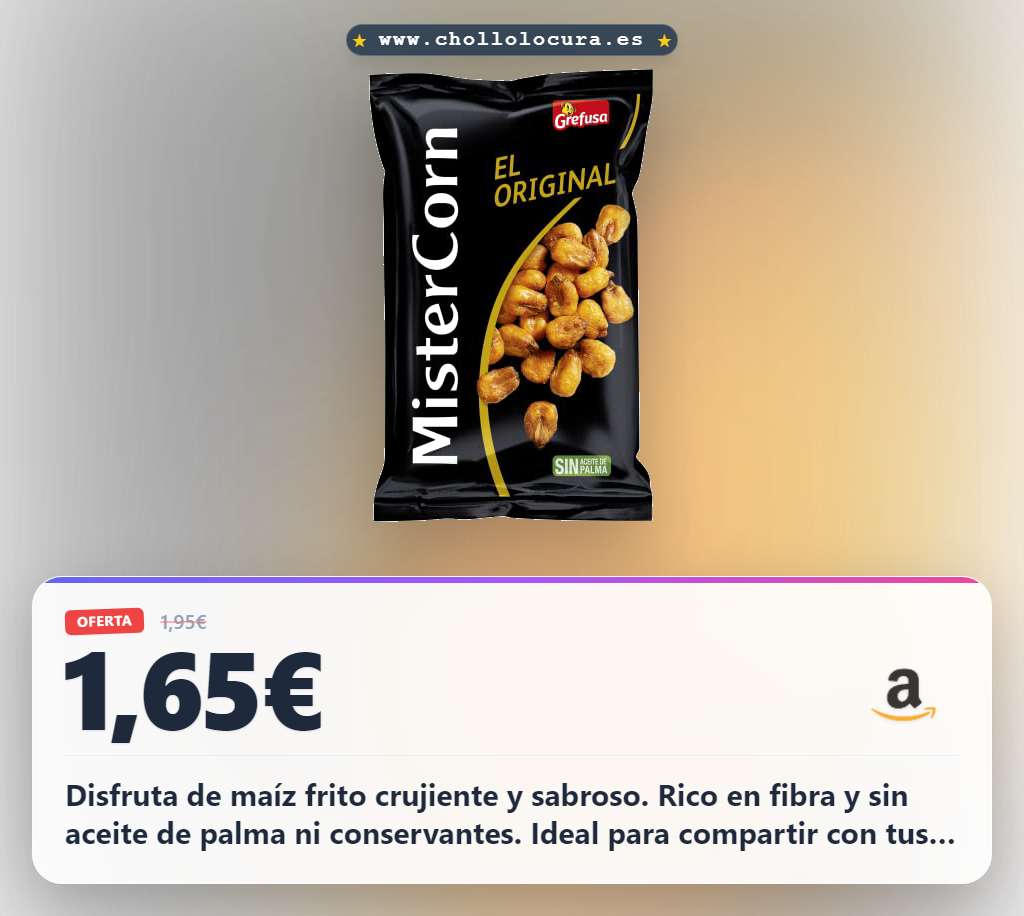 Aprovecha el maíz frito crujiente y sabroso sin aceite de palma y sin conservantes para compartir con amigos