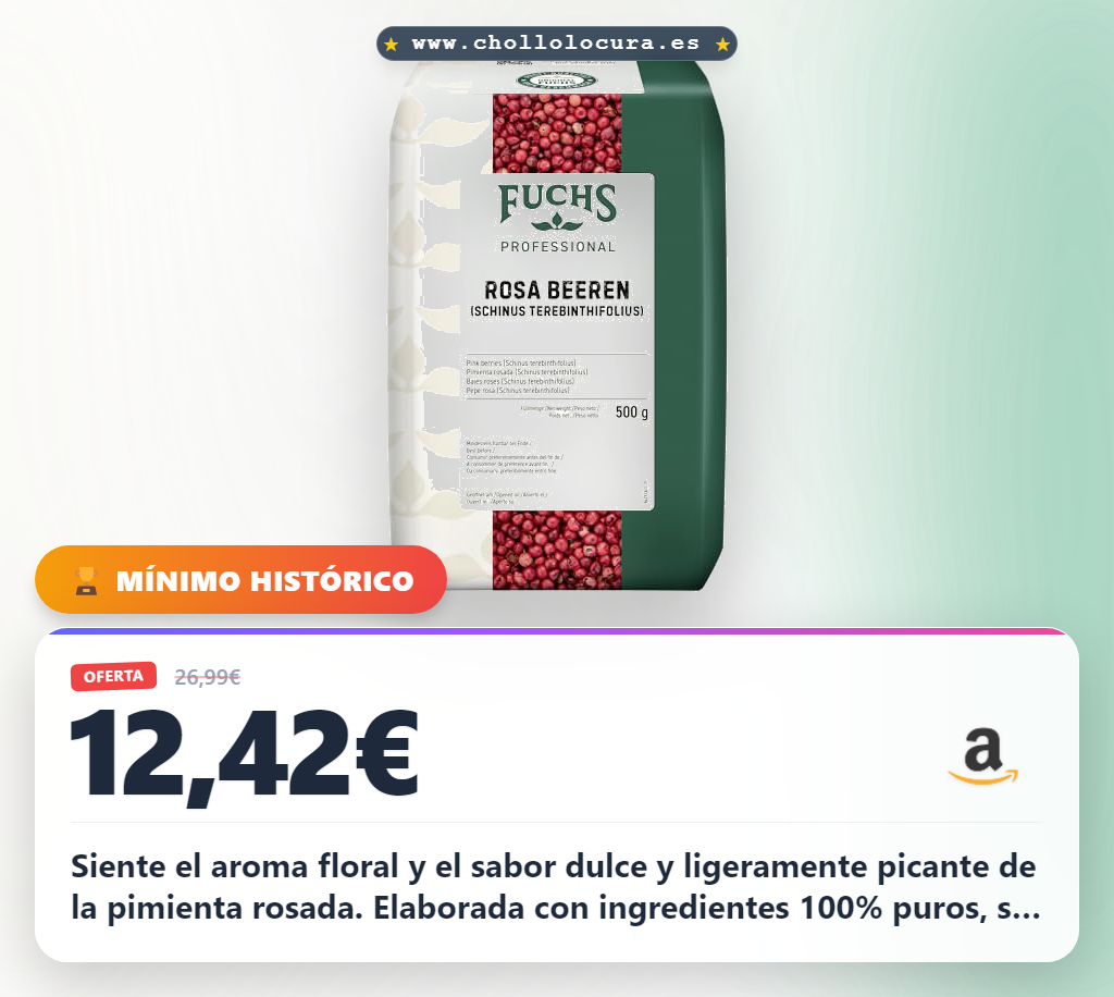 Consigue la pimienta rosada Fuchs Professional de origen brasileño en bolsa grande a precio de chollo