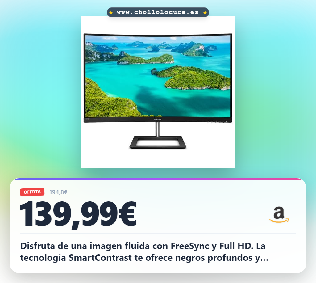 Consigue el monitor curvo Philips 31.5 pulgadas FHD con FreeSync y HDMI al mejor precio en oferta