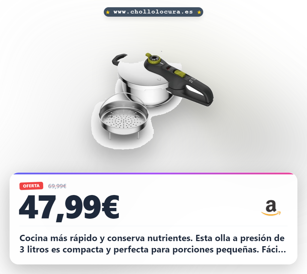 Aprovecha la Mini Olla a Presión Tefal de 3 Litros para cocinar rápido y fácil al mejor precio