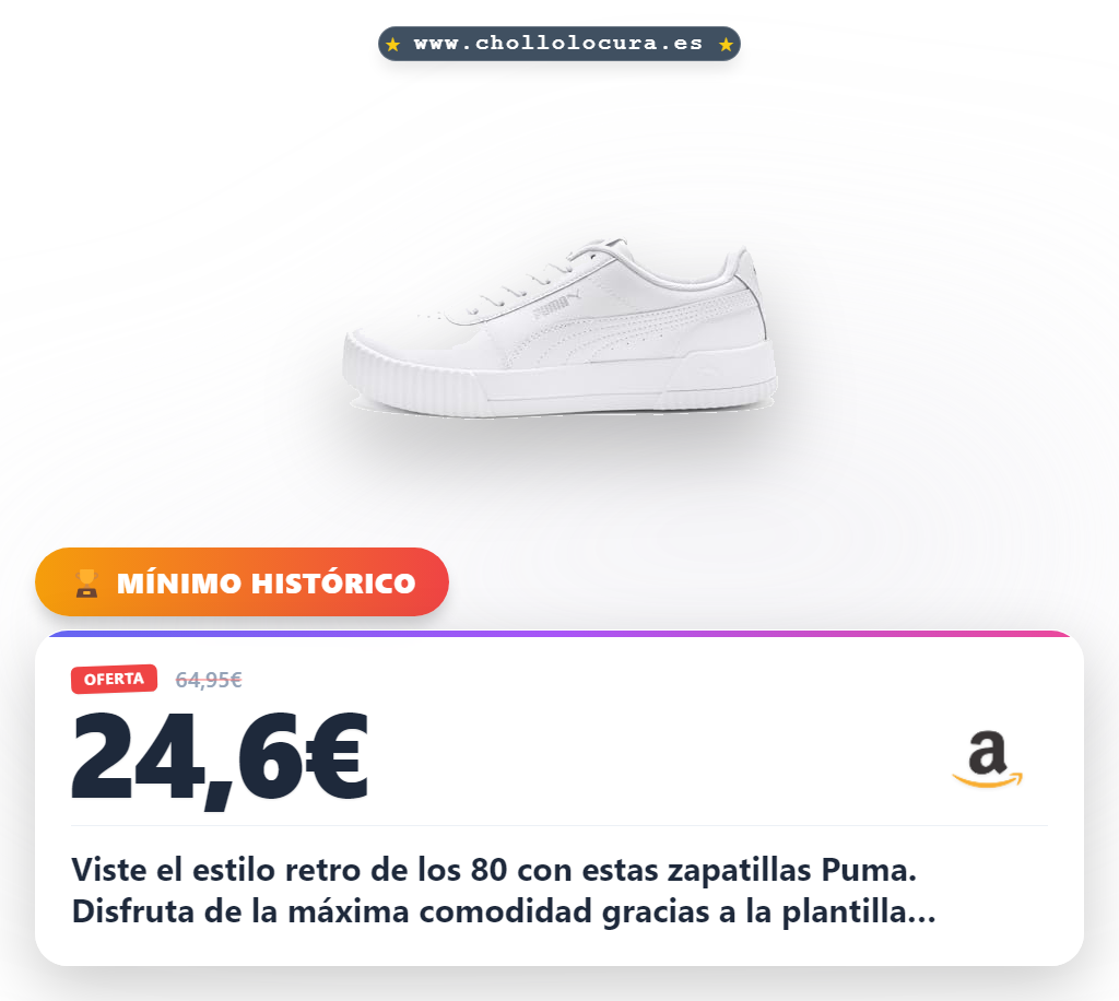 Consigue las zapatillas Puma Carina L diseño retro 80s con plantilla SoftFoam+ al mejor precio