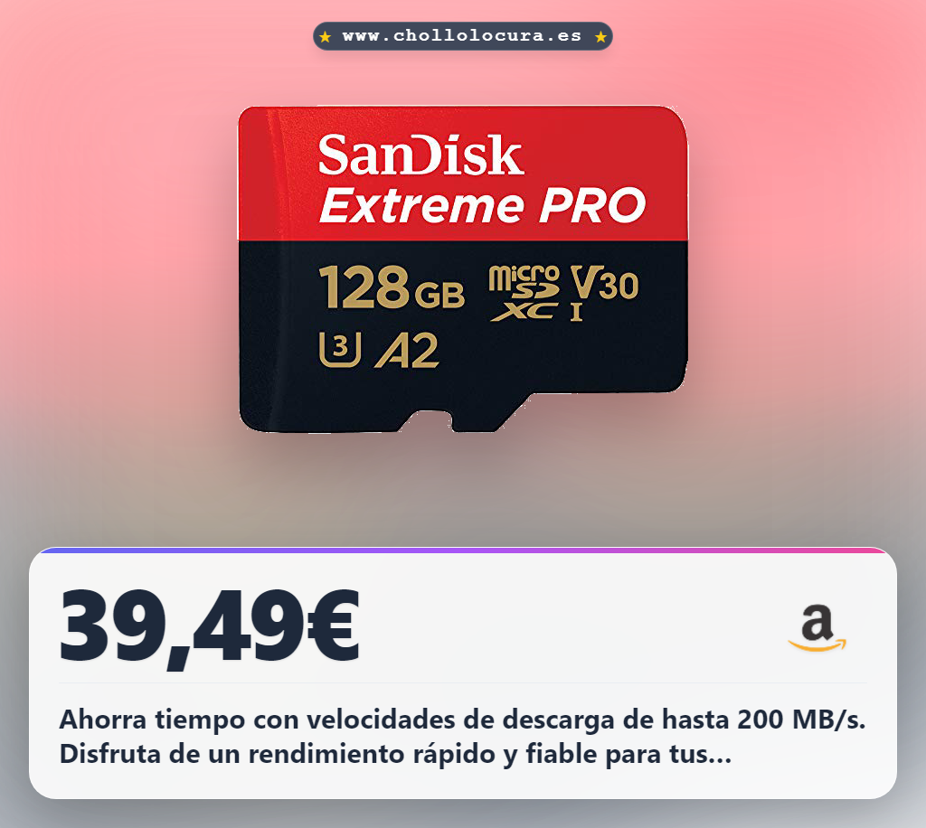 Aprovecha la tarjeta microSDXC SanDisk Extreme PRO 128GB con velocidad de 200 MB/s y clase A2
