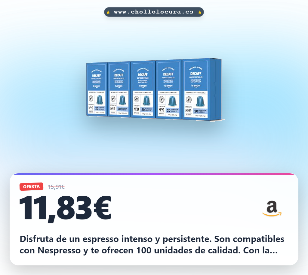 Aprovecha 100 cápsulas de café Espresso Descafeinado Nespresso tueste medio Rainforest Alliance al mejor precio