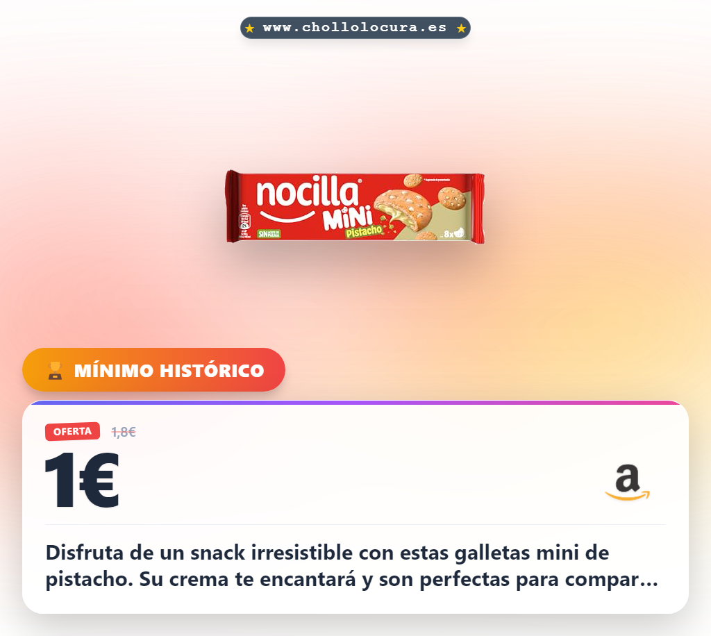 Aprovecha estas galletas mini Nocilla de pistacho sin aceite de palma en oferta histórica