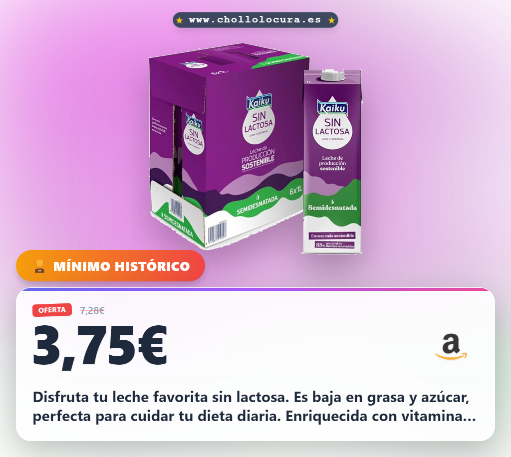 Aprovecha la leche sin lactosa semidesnatada Pack 6x1L. Enriquecida con vitaminas y producción sostenible al mejor precio
