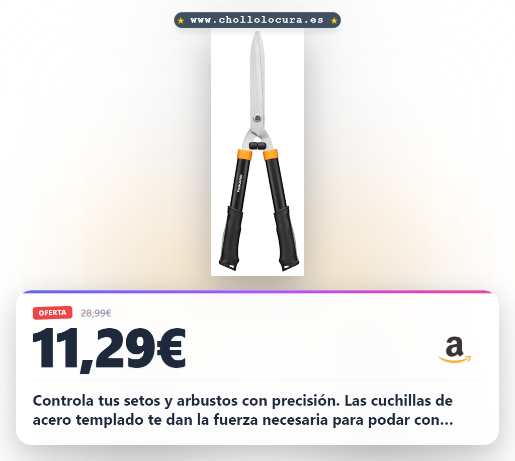 Encuentra las tijeras Corta Setos Fiskars Solid HS21 con acero templado y mango cómodo a precio de chollo