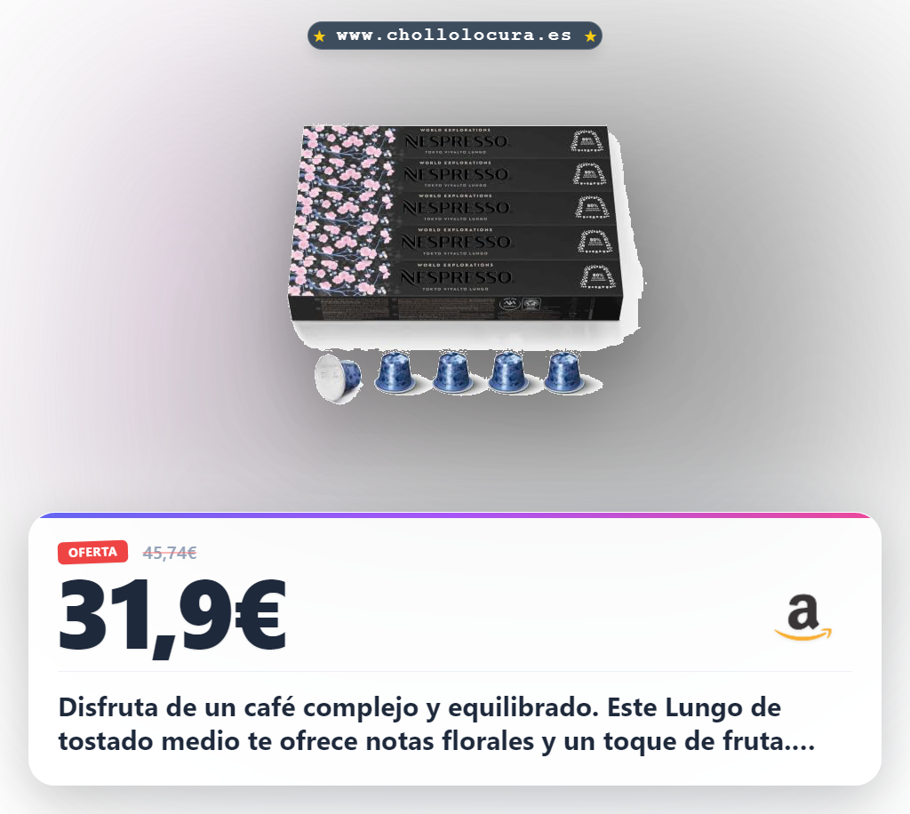 Encuentra el pack de 5 cápsulas Nespresso Vivalto Lungo World Explorations Tokyo con notas complejas al mejor precio